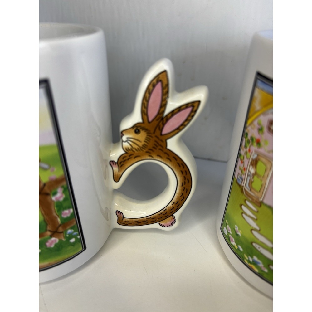 🐰4 Vintage Peter Rabbit Easter Bunny Coffee Tea Mugs Bunny Shaped Handles - Picture 6 of 9